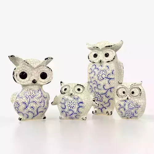 Ceramics Owls Family