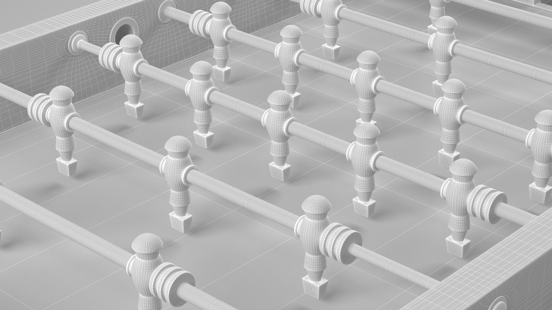Foosball Soccer Table 3D model_8