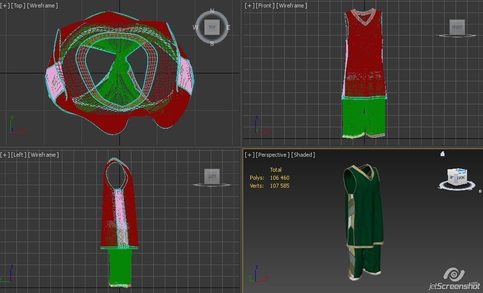 Basketball Full Jersey 3D model_9
