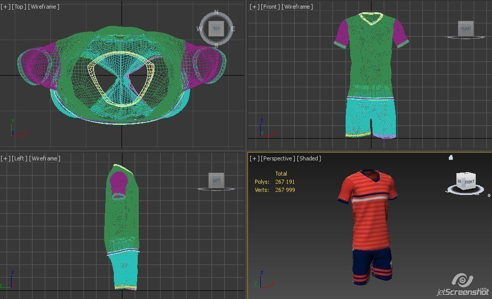 Soccer Full Jersey Set 3D model_9