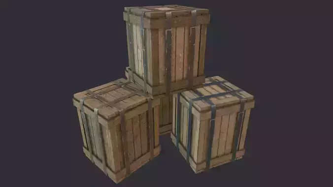 Cargo Crates PBR Low-poly 3D model