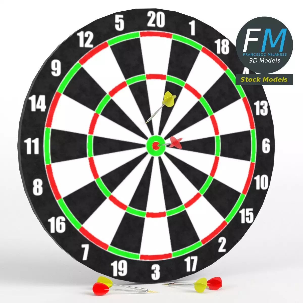 Darts with target 1 3D model_0