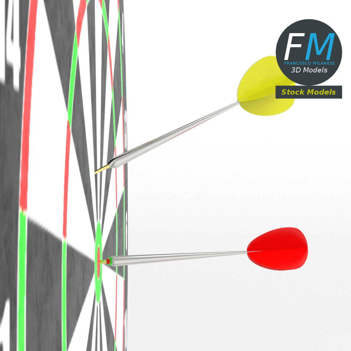 Darts with target 1 3D model_4