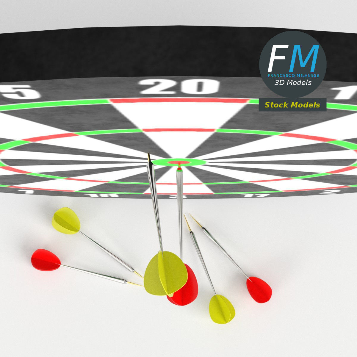 Darts with target 1 3D model_6