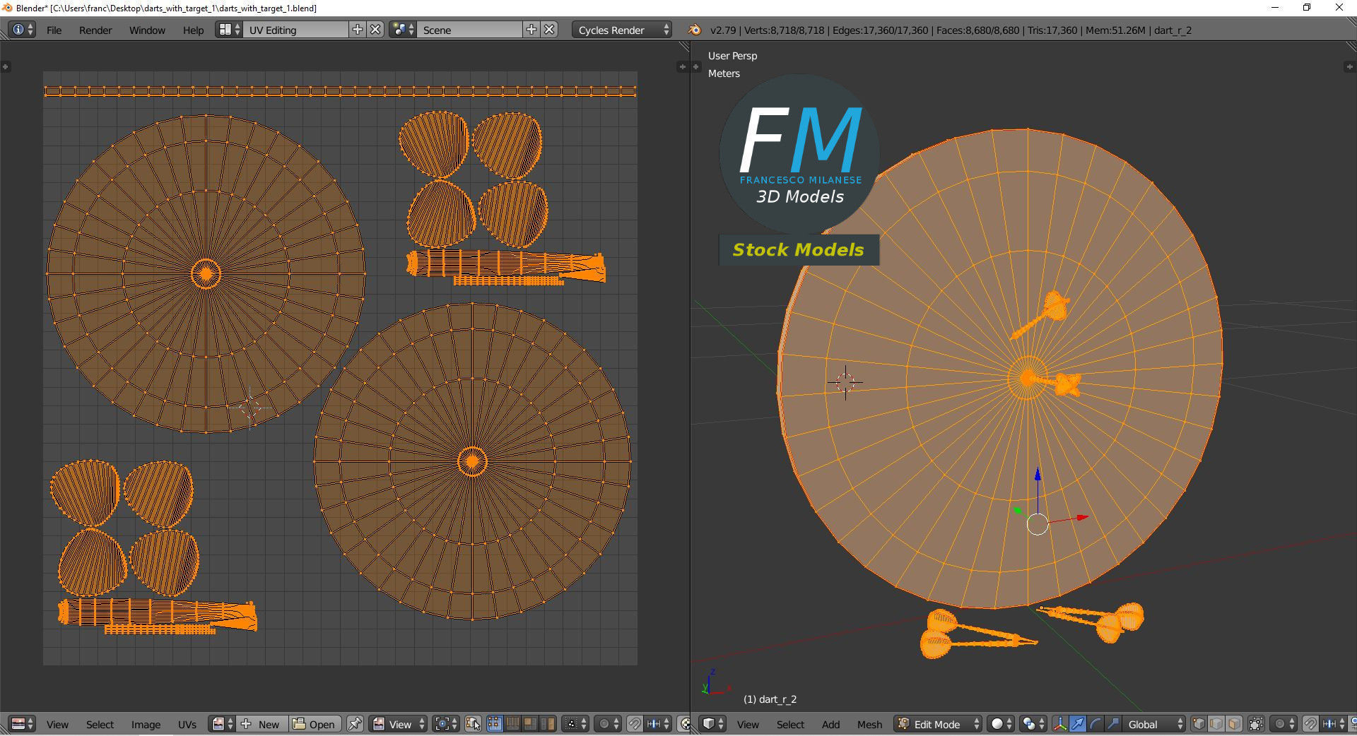 Darts with target 1 3D model_10
