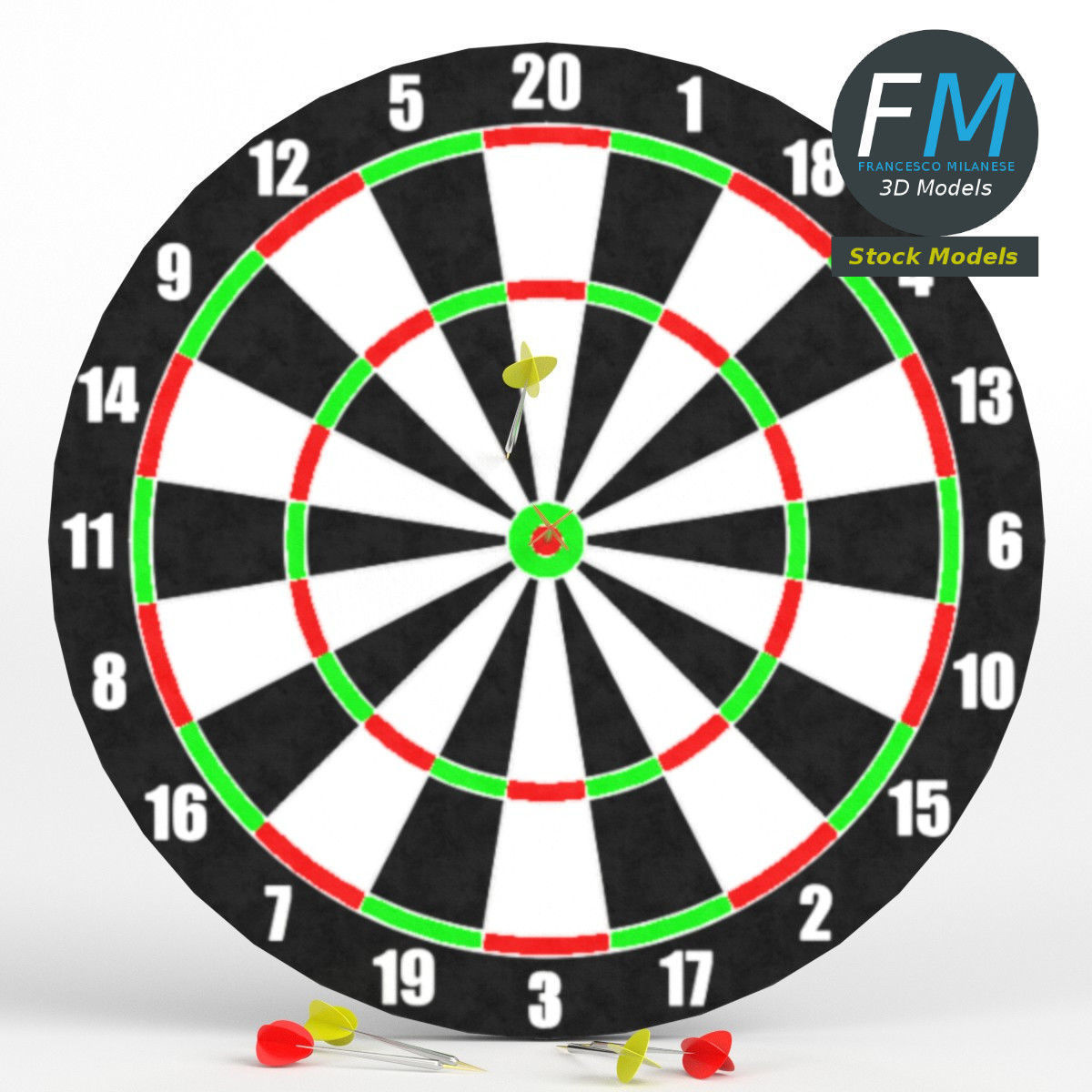 Darts with target 1 3D model_3