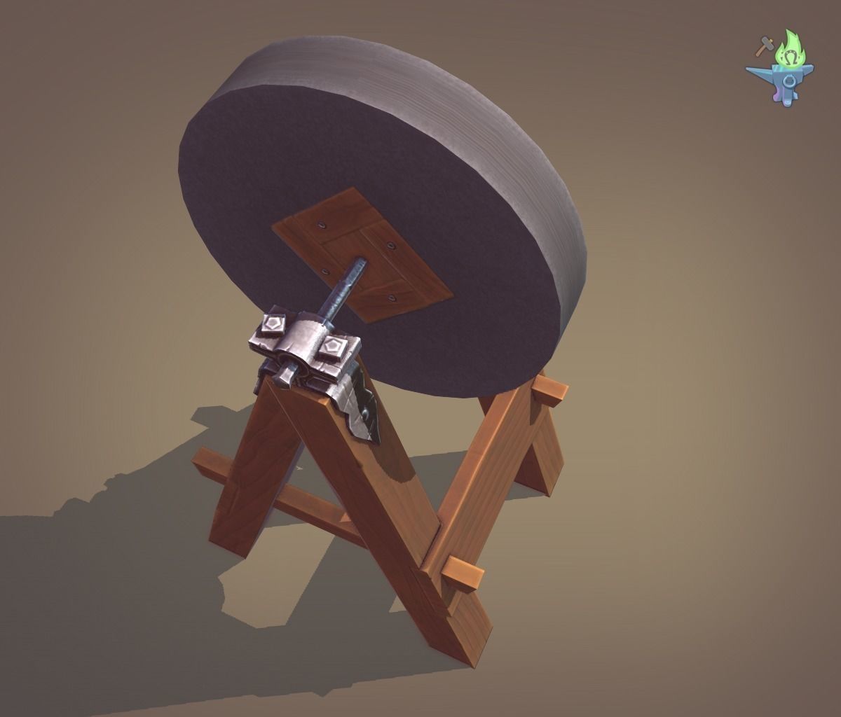 Medieval Grindstone Low-poly 3D model_29