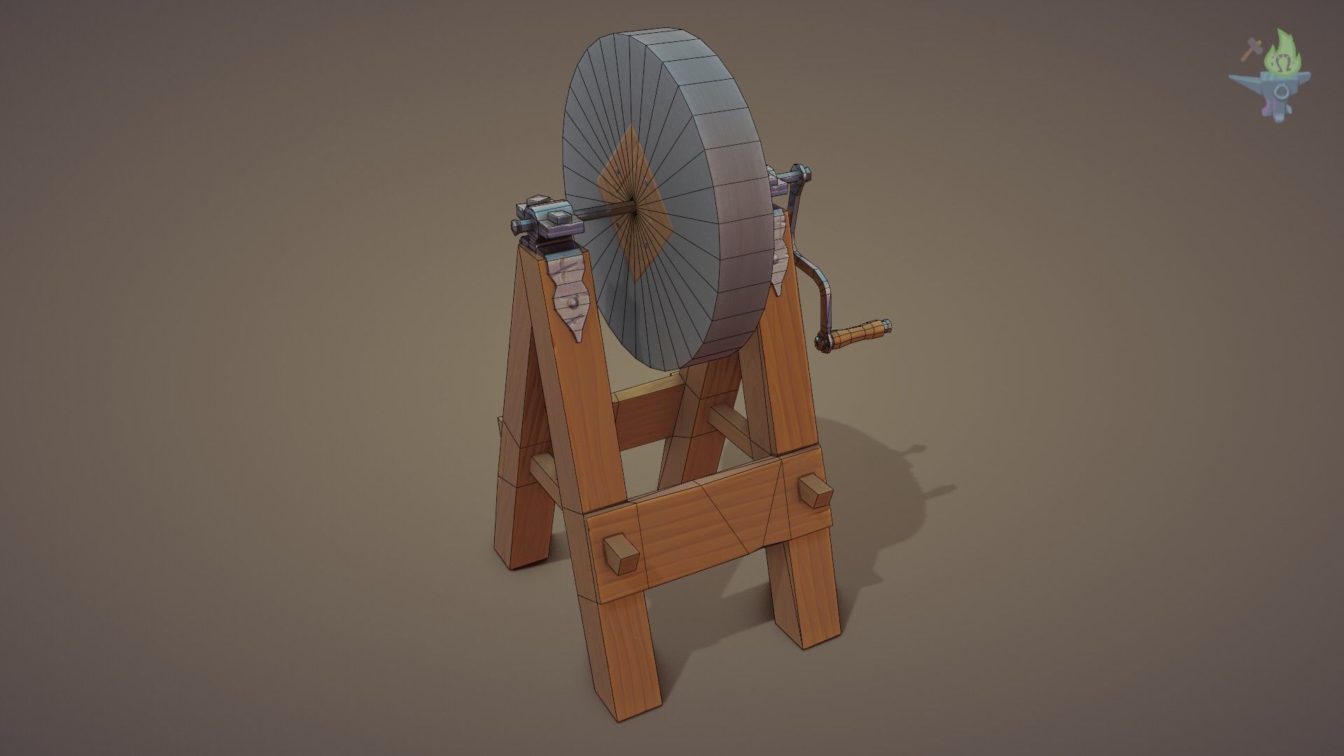 Medieval Grindstone Low-poly 3D model_4