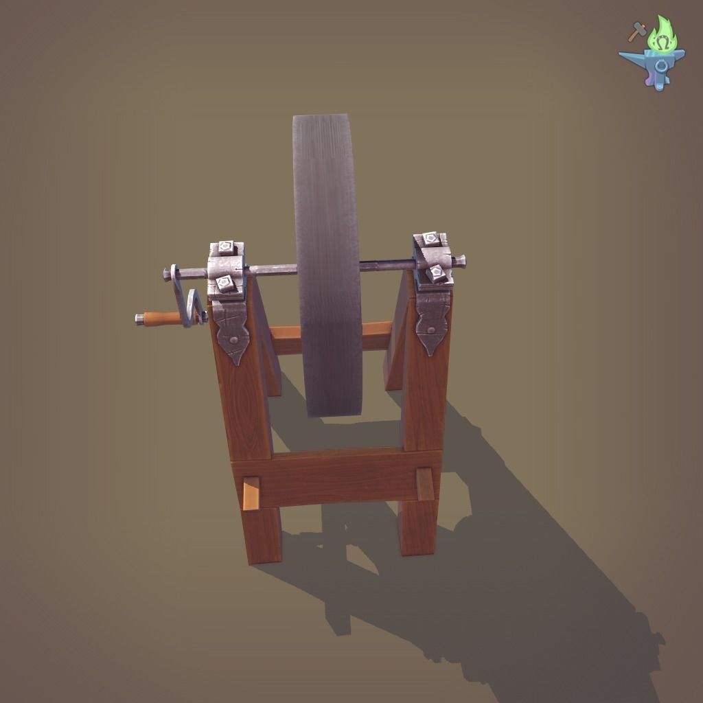 Medieval Grindstone Low-poly 3D model_25
