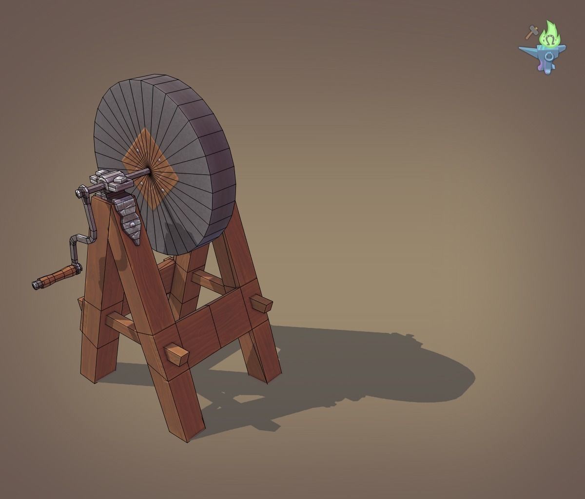 Medieval Grindstone Low-poly 3D model_33