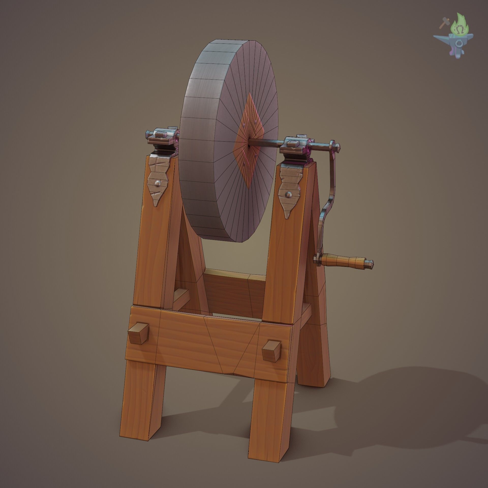 Medieval Grindstone Low-poly 3D model_18