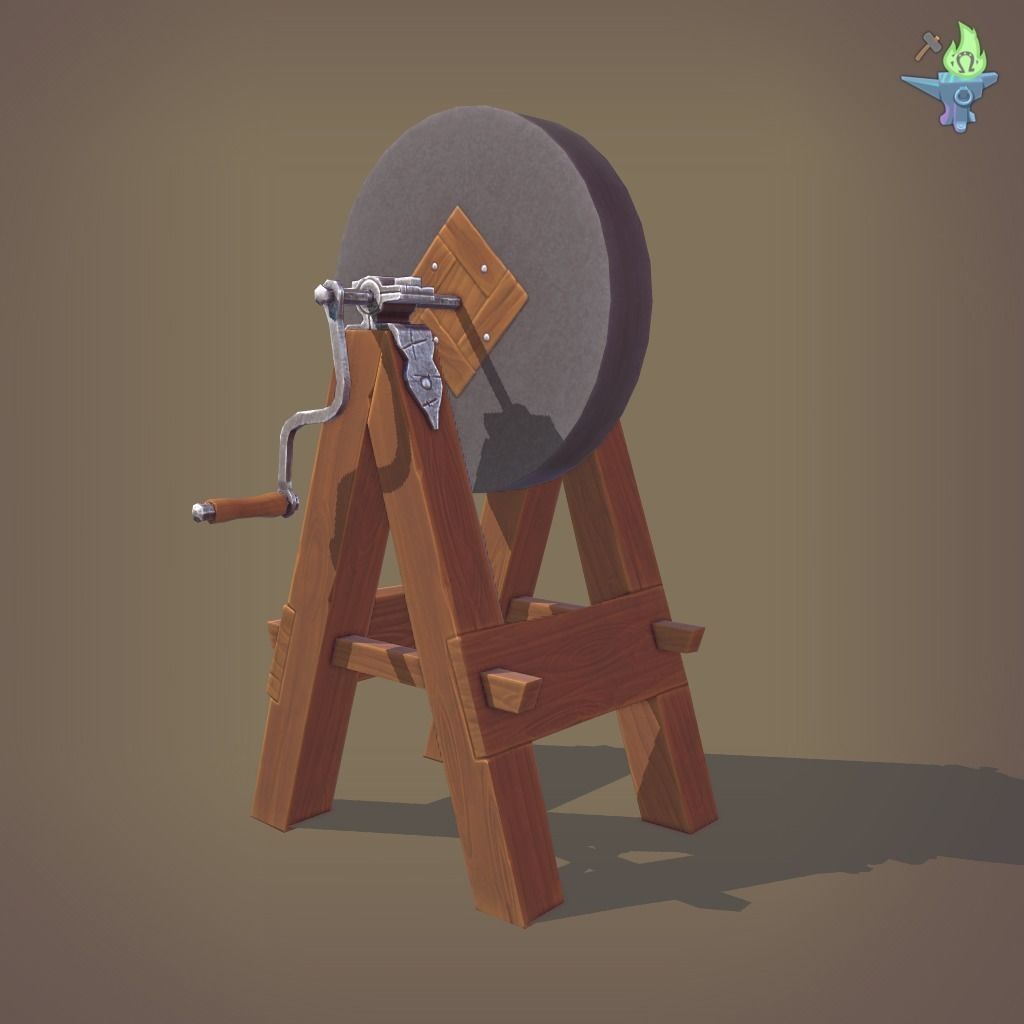 Medieval Grindstone Low-poly 3D model_22