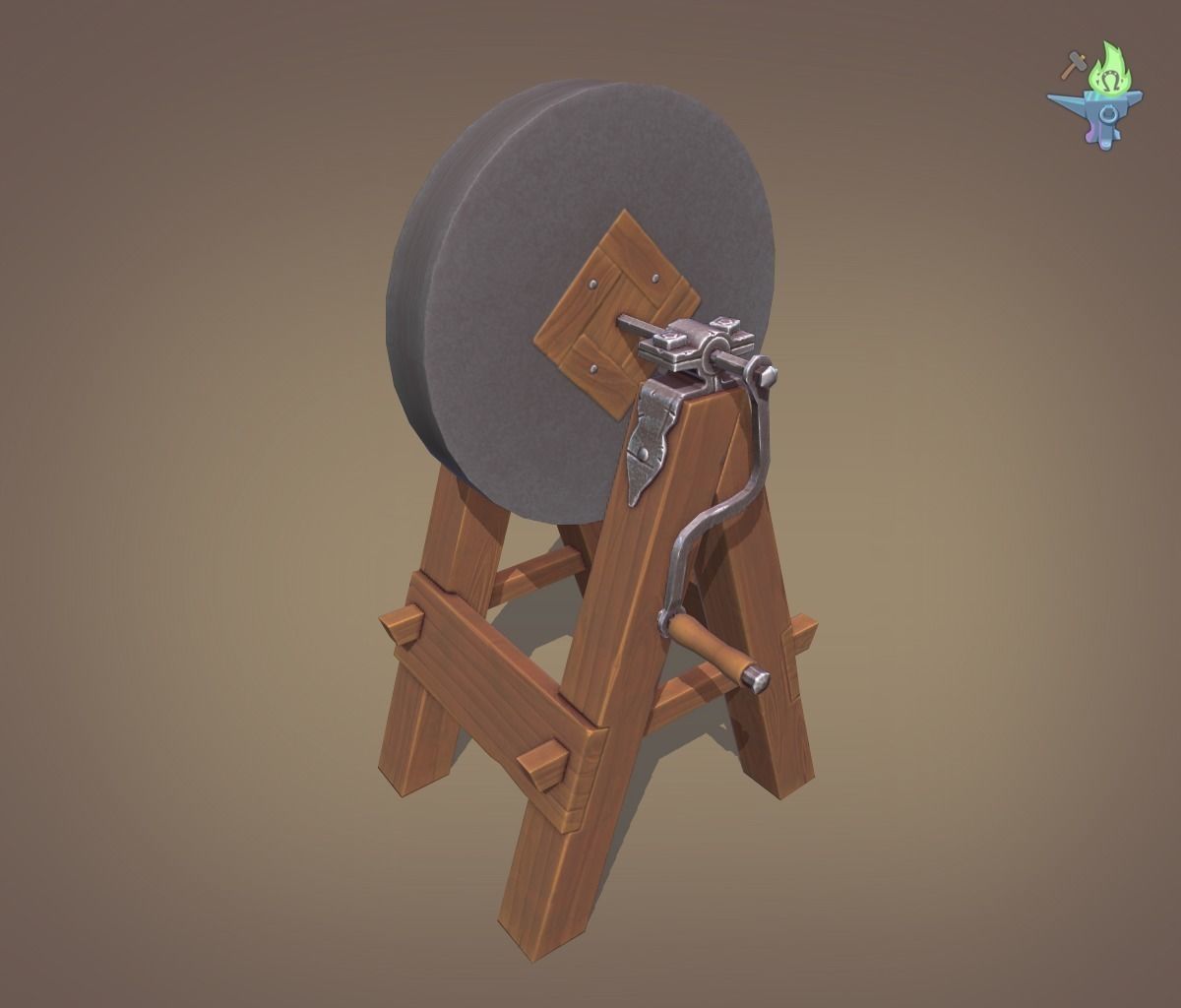 Medieval Grindstone Low-poly 3D model_19