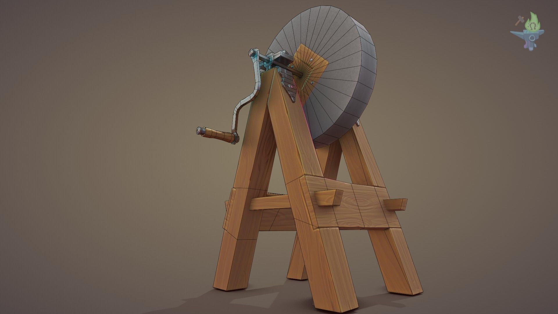 Medieval Grindstone Low-poly 3D model_7