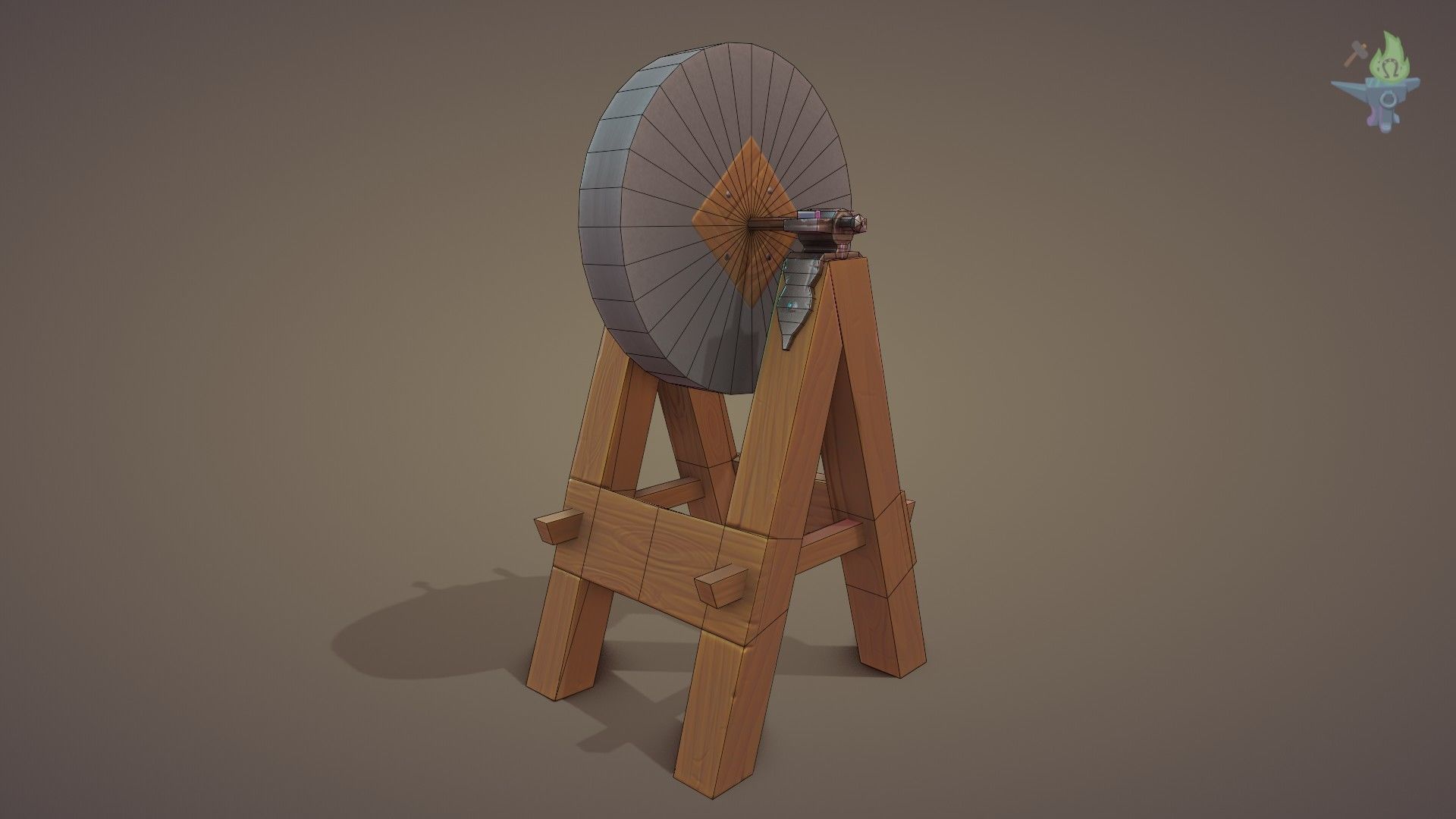 Medieval Grindstone Low-poly 3D model_9