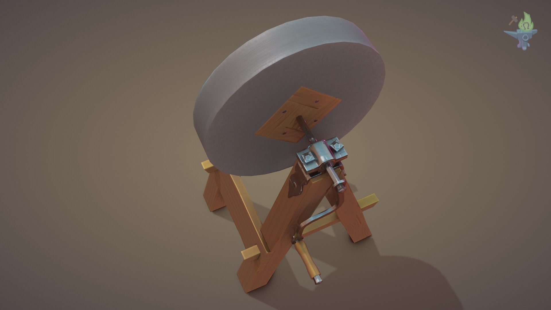 Medieval Grindstone Low-poly 3D model_5