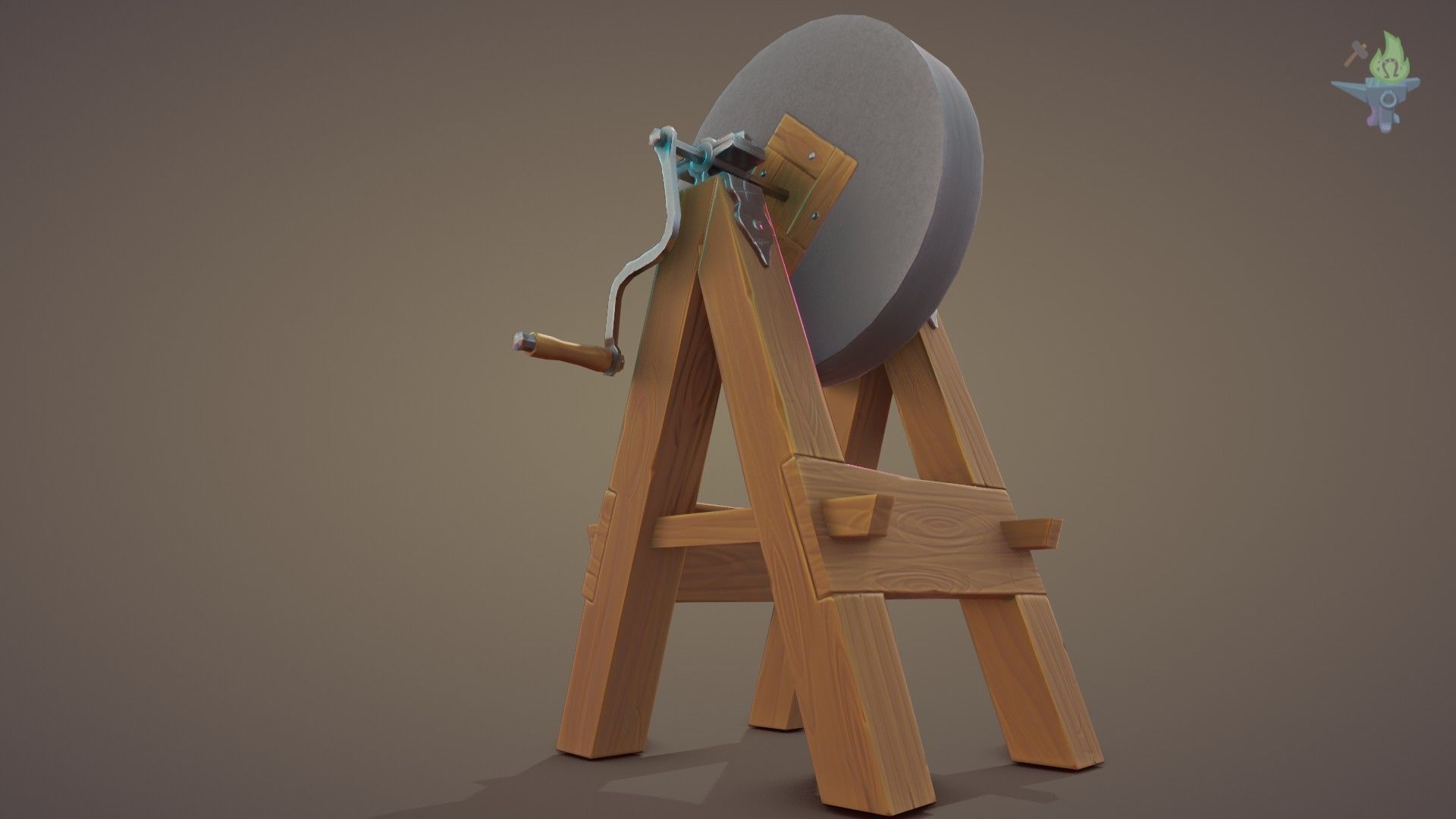 Medieval Grindstone Low-poly 3D model_6