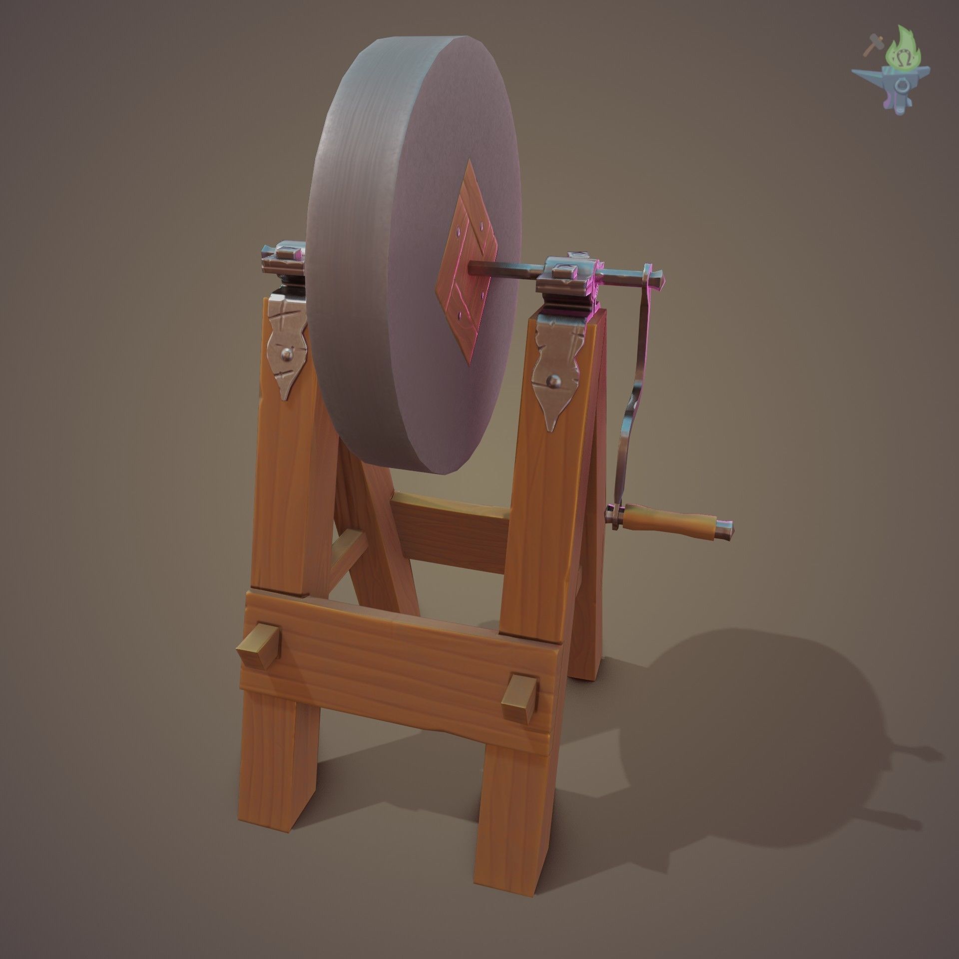 Medieval Grindstone Low-poly 3D model_16