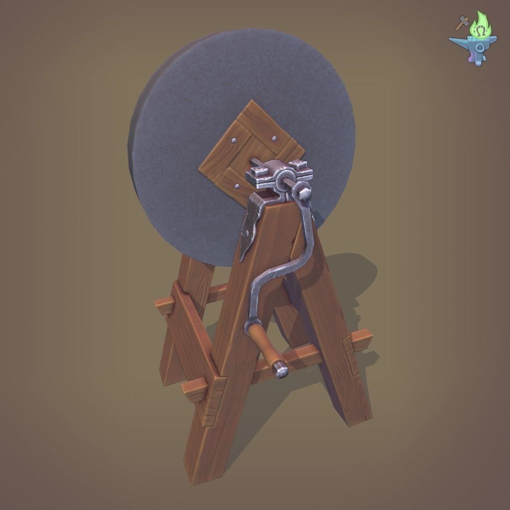 Medieval Grindstone Low-poly 3D model_34