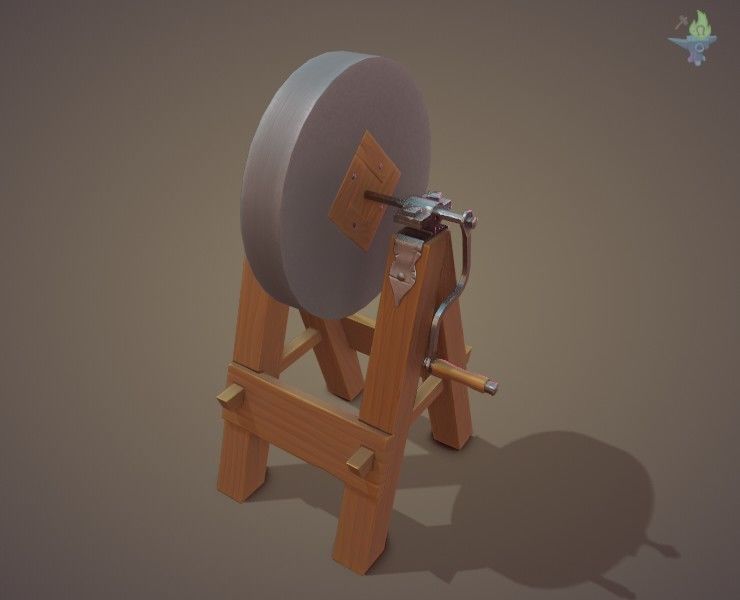 Medieval Grindstone Low-poly 3D model_13