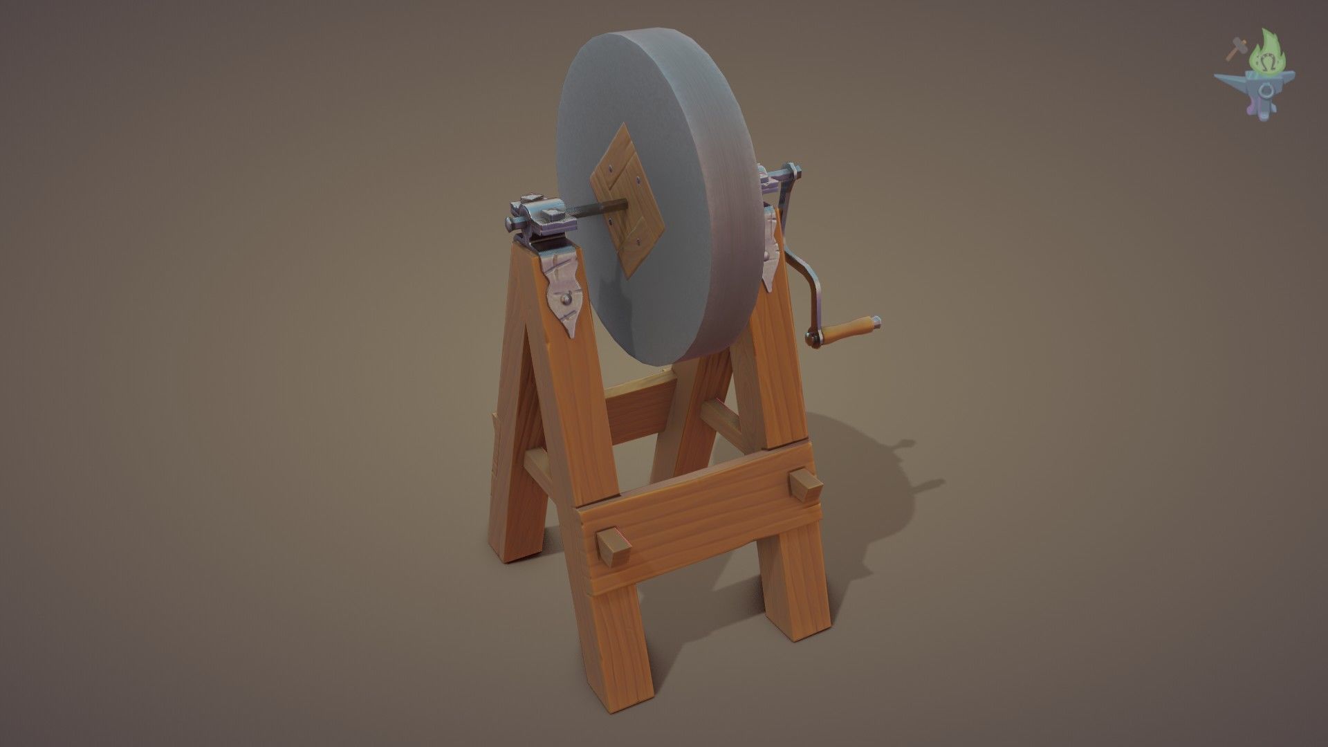 Medieval Grindstone Low-poly 3D model_3
