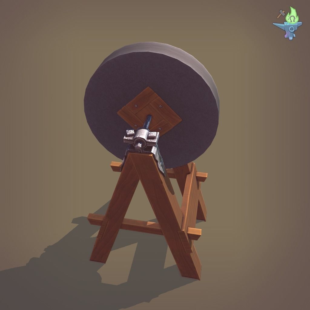 Medieval Grindstone Low-poly 3D model_26