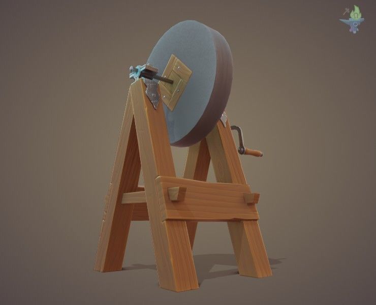 Medieval Grindstone Low-poly 3D model_14