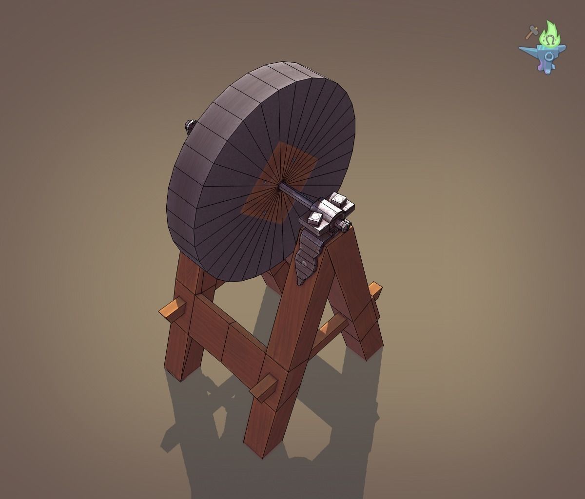 Medieval Grindstone Low-poly 3D model_30