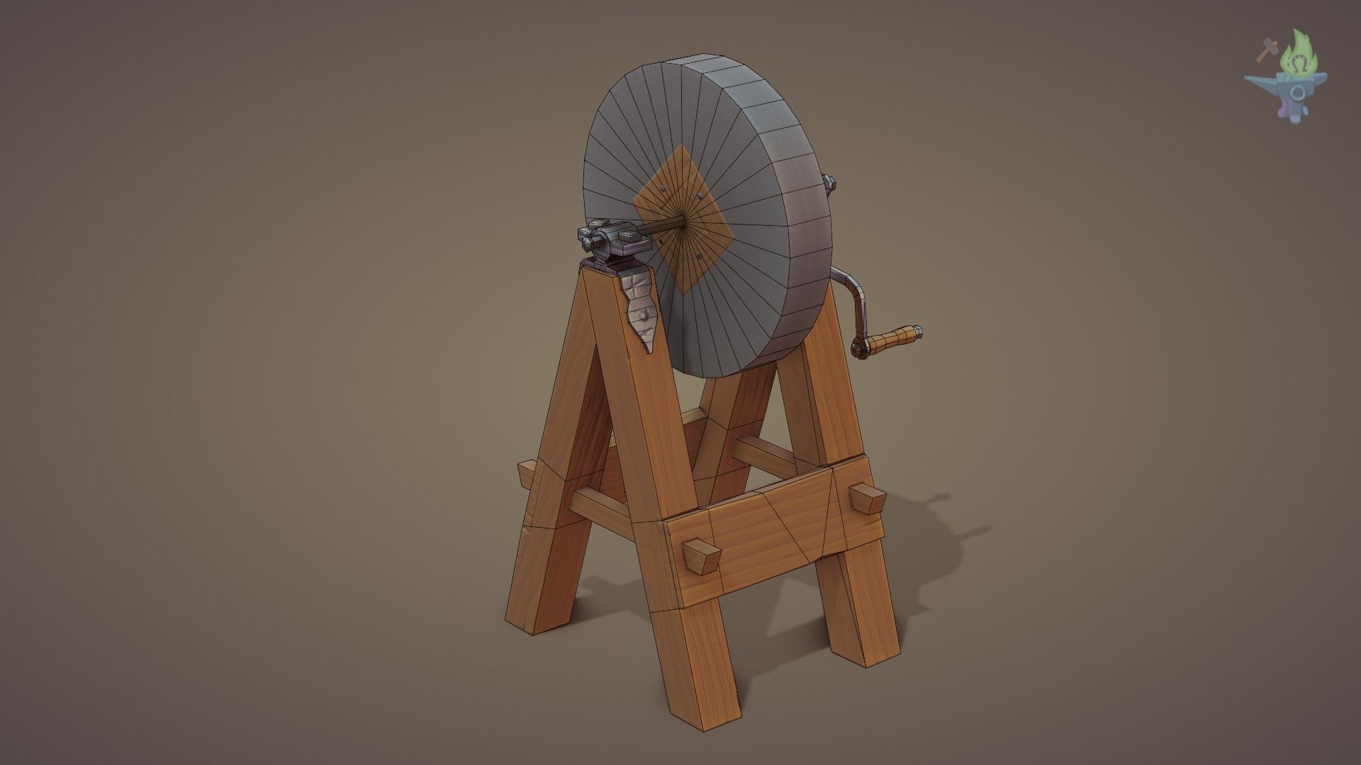 Medieval Grindstone Low-poly 3D model_12