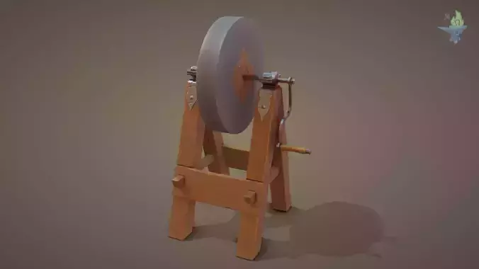 Medieval Grindstone Low-poly 3D model