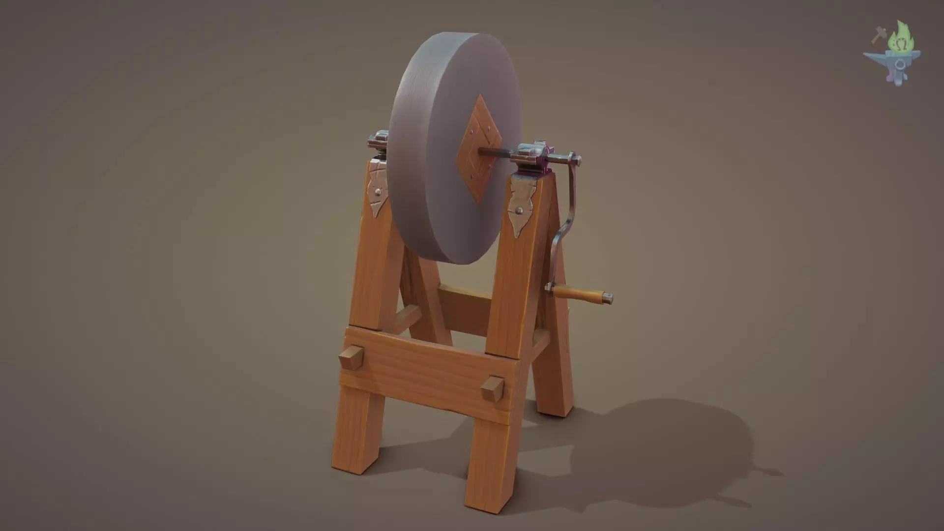 Medieval Grindstone Low-poly 3D model_0