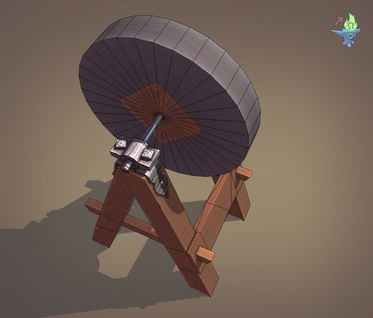 Medieval Grindstone Low-poly 3D model_28