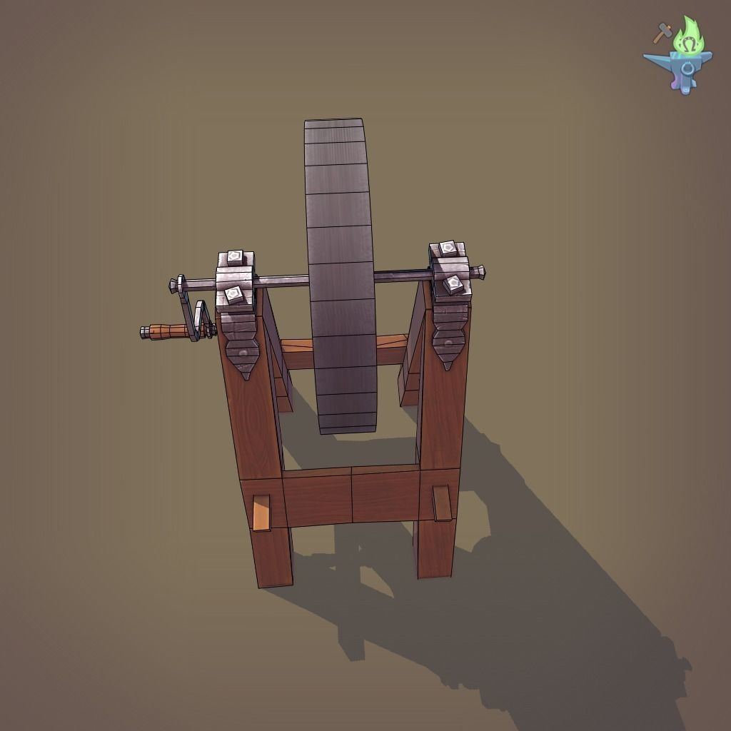 Medieval Grindstone Low-poly 3D model_24