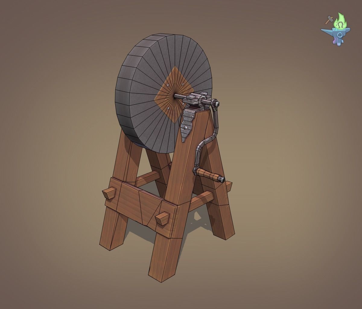 Medieval Grindstone Low-poly 3D model_20