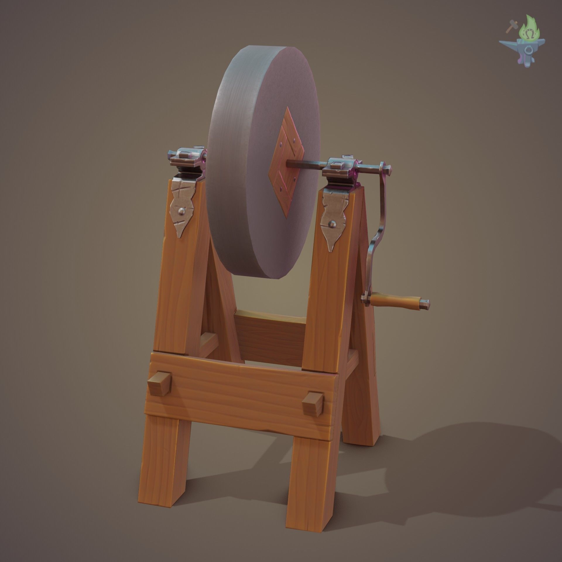 Medieval Grindstone Low-poly 3D model_15