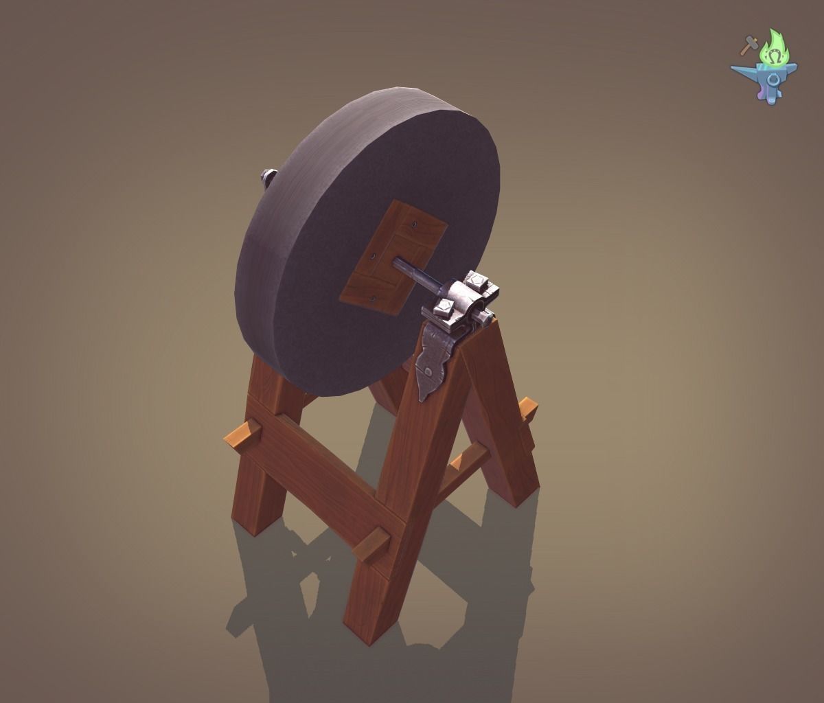 Medieval Grindstone Low-poly 3D model_31