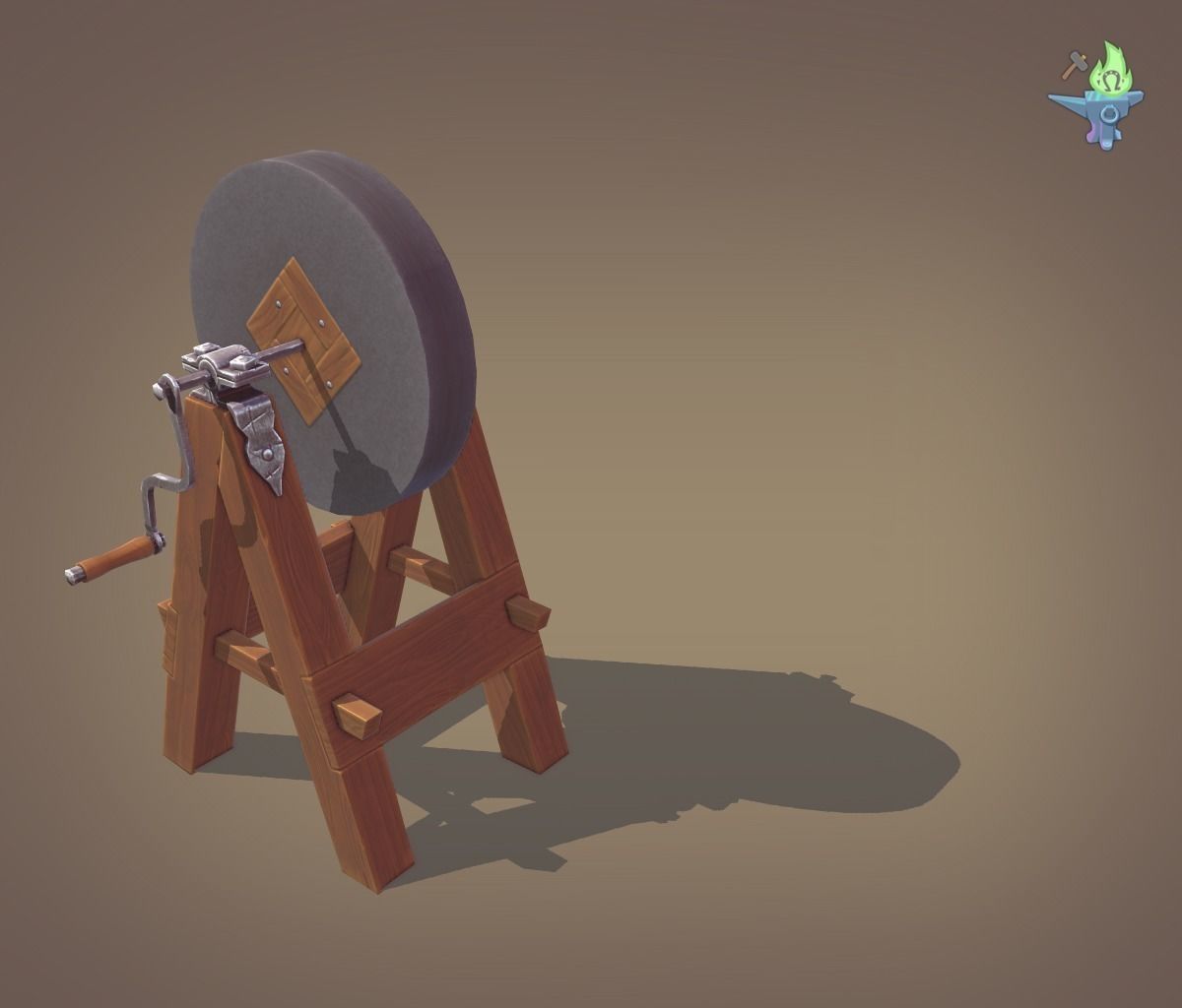 Medieval Grindstone Low-poly 3D model_32