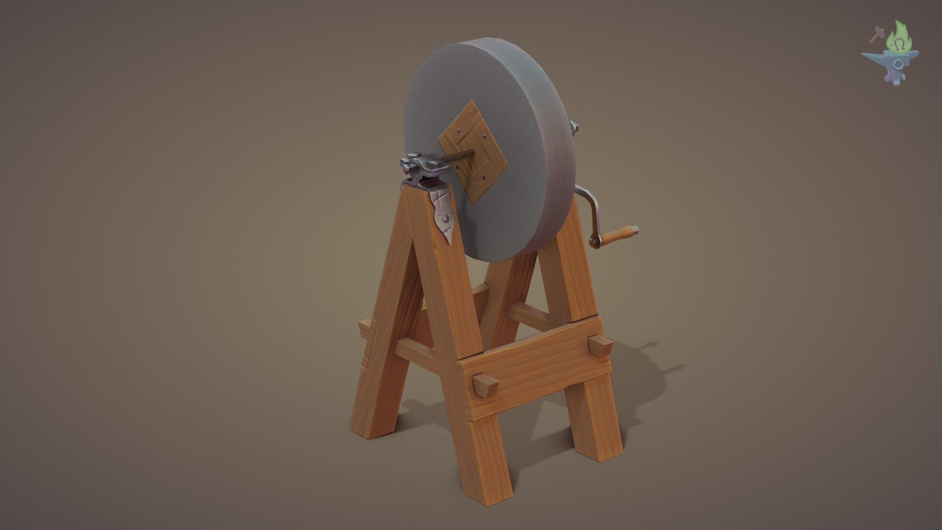Medieval Grindstone Low-poly 3D model_11