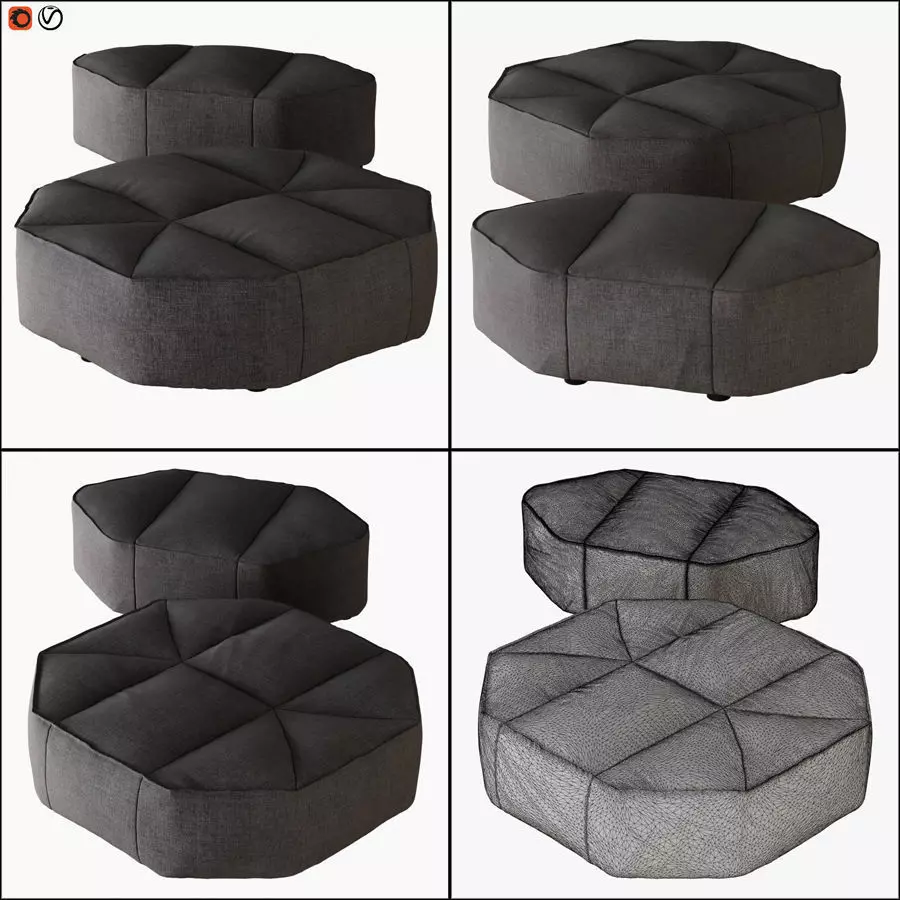 Pouf Cloud 3D model_0