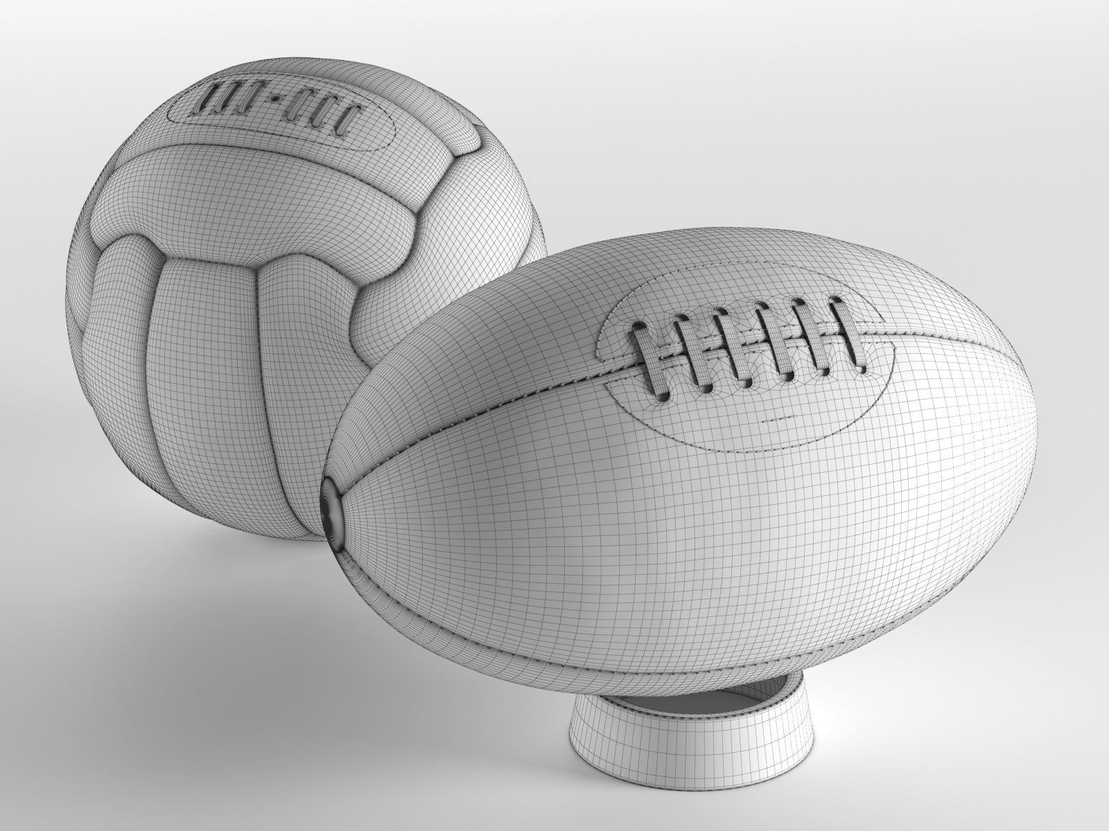 Football and Rugby Ball 3D model_3