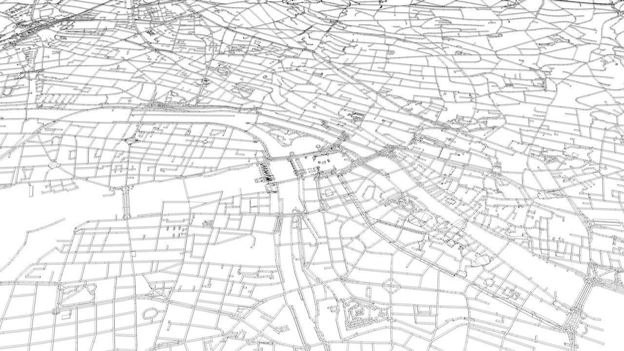 Zurich Road Network and Streets 3D model_9