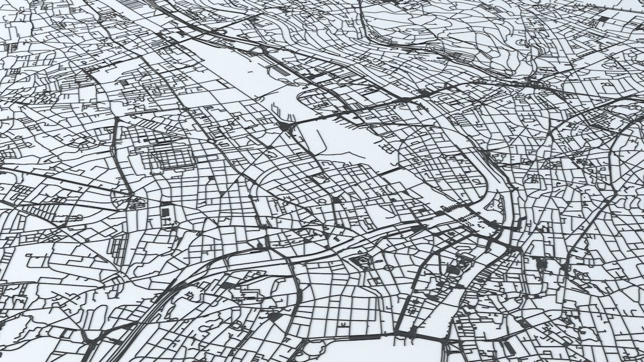 Zurich Road Network and Streets 3D model_4