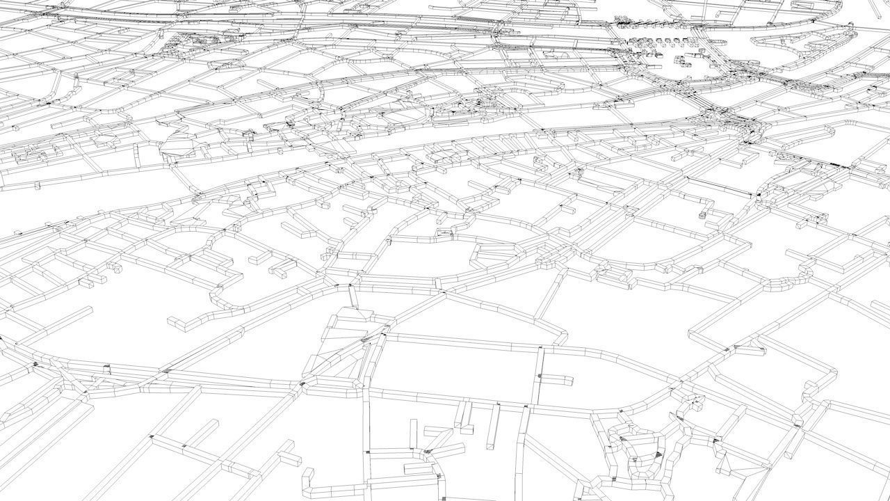 Zurich Road Network and Streets 3D model_8