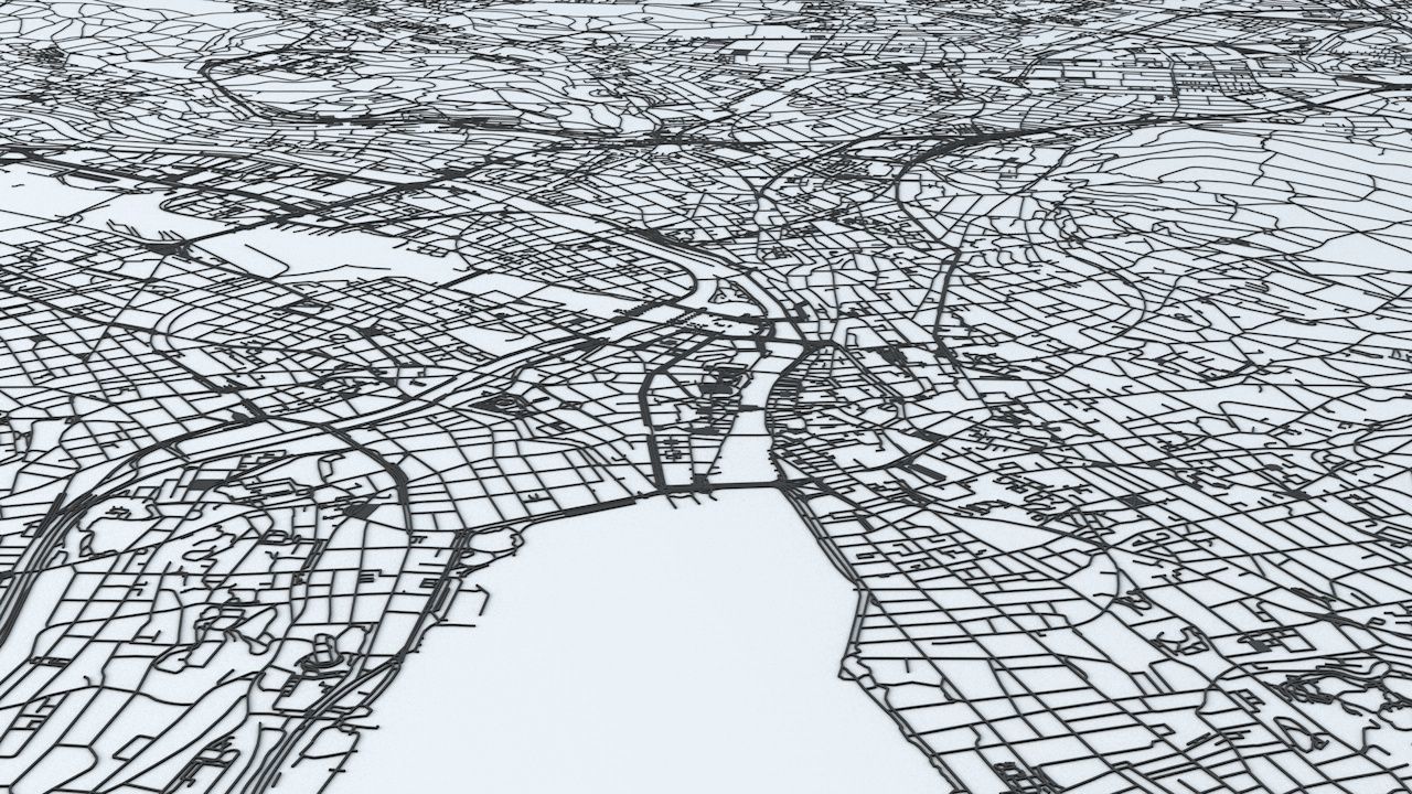 Zurich Road Network and Streets 3D model_2