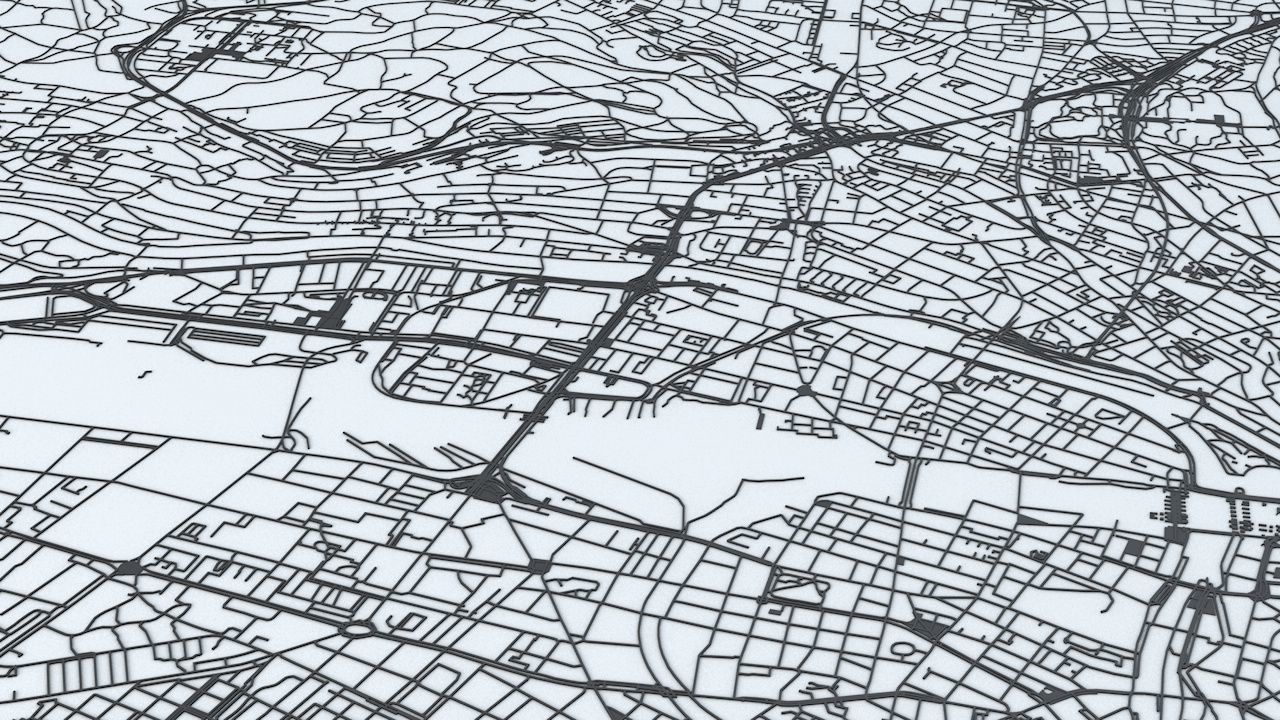 Zurich Road Network and Streets 3D model_3