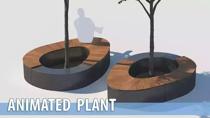 street bench and tree wind animation 3D model