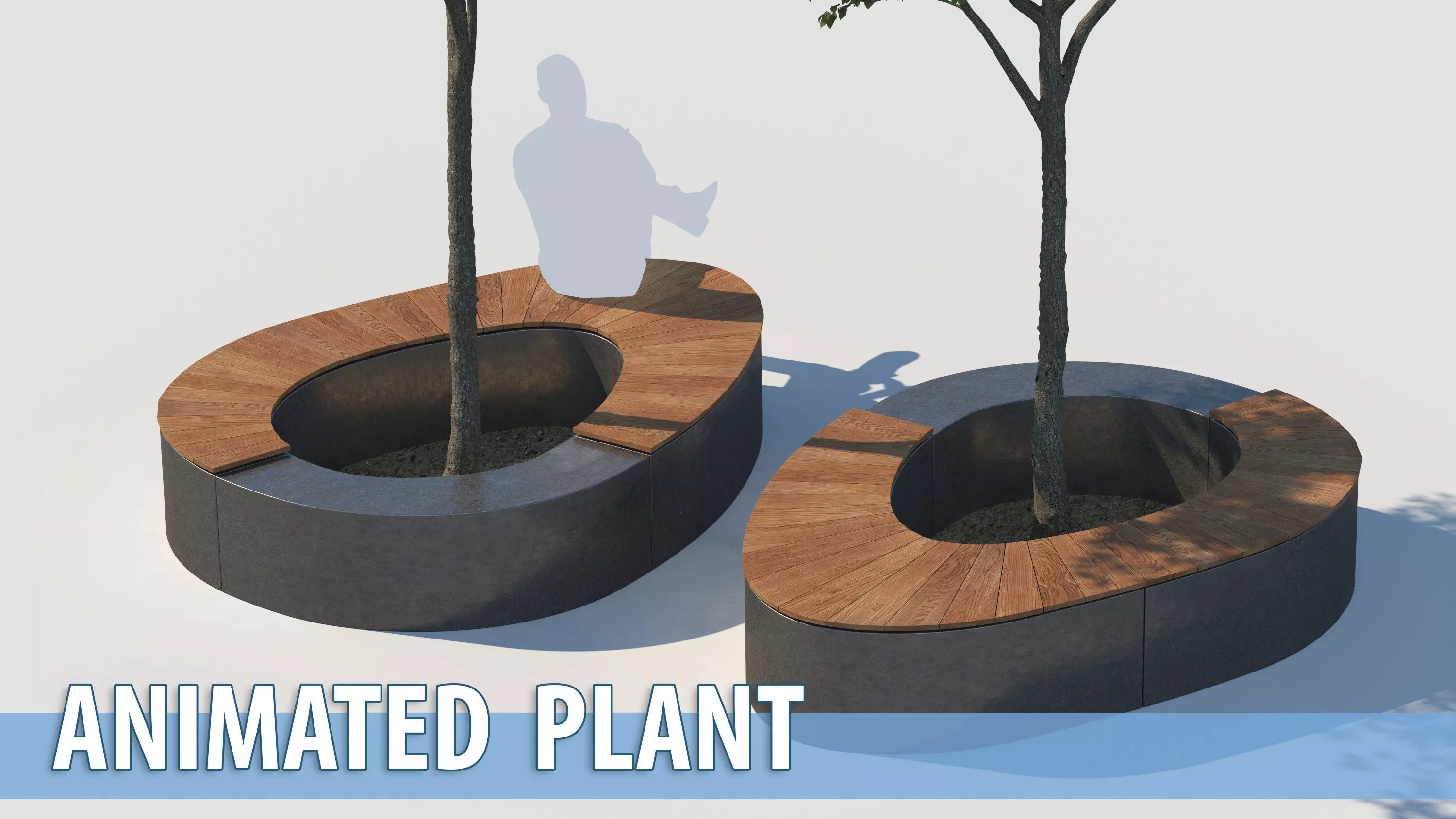 street bench and tree wind animation 3D model_0