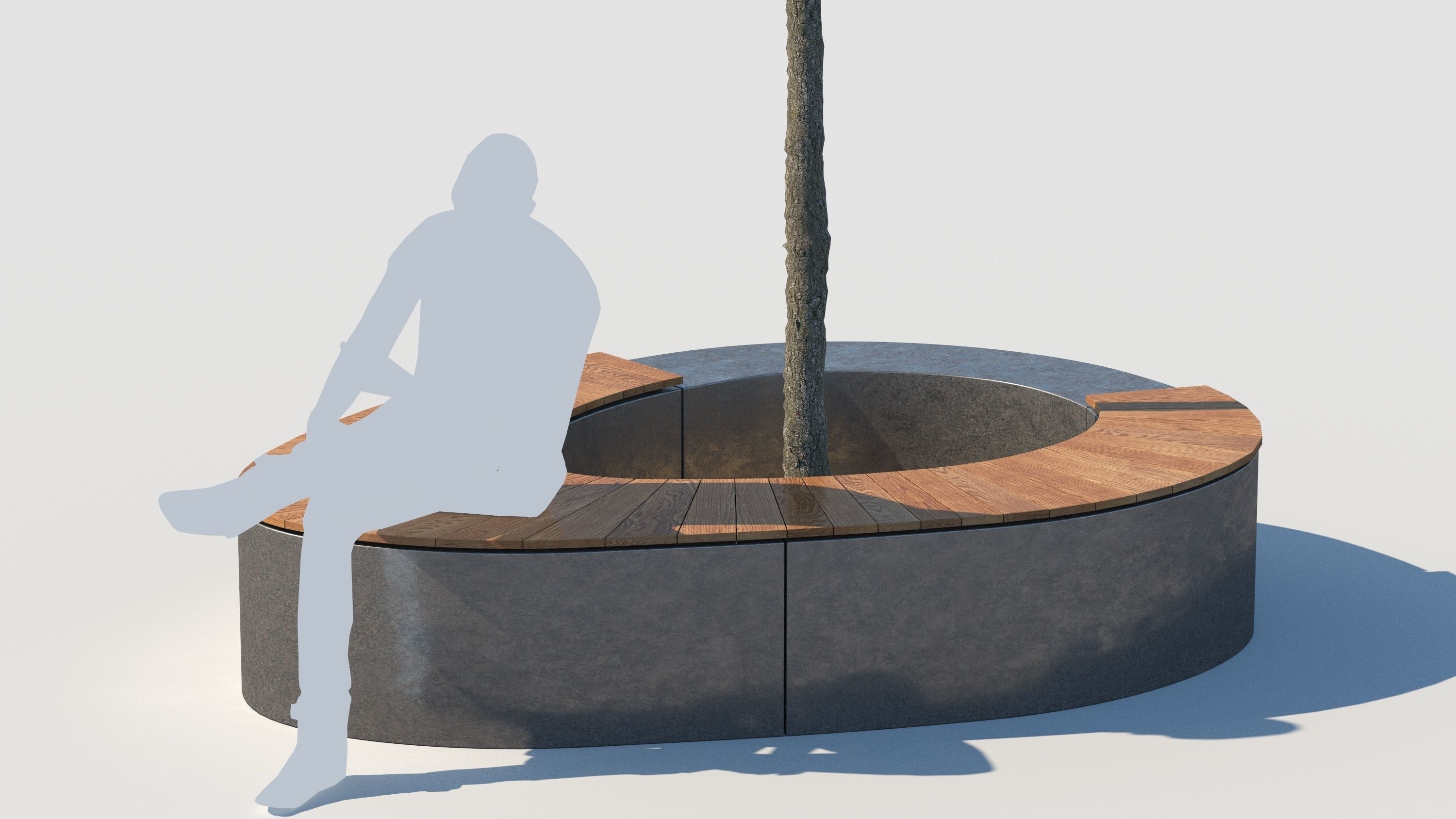 street bench and tree wind animation 3D model_5