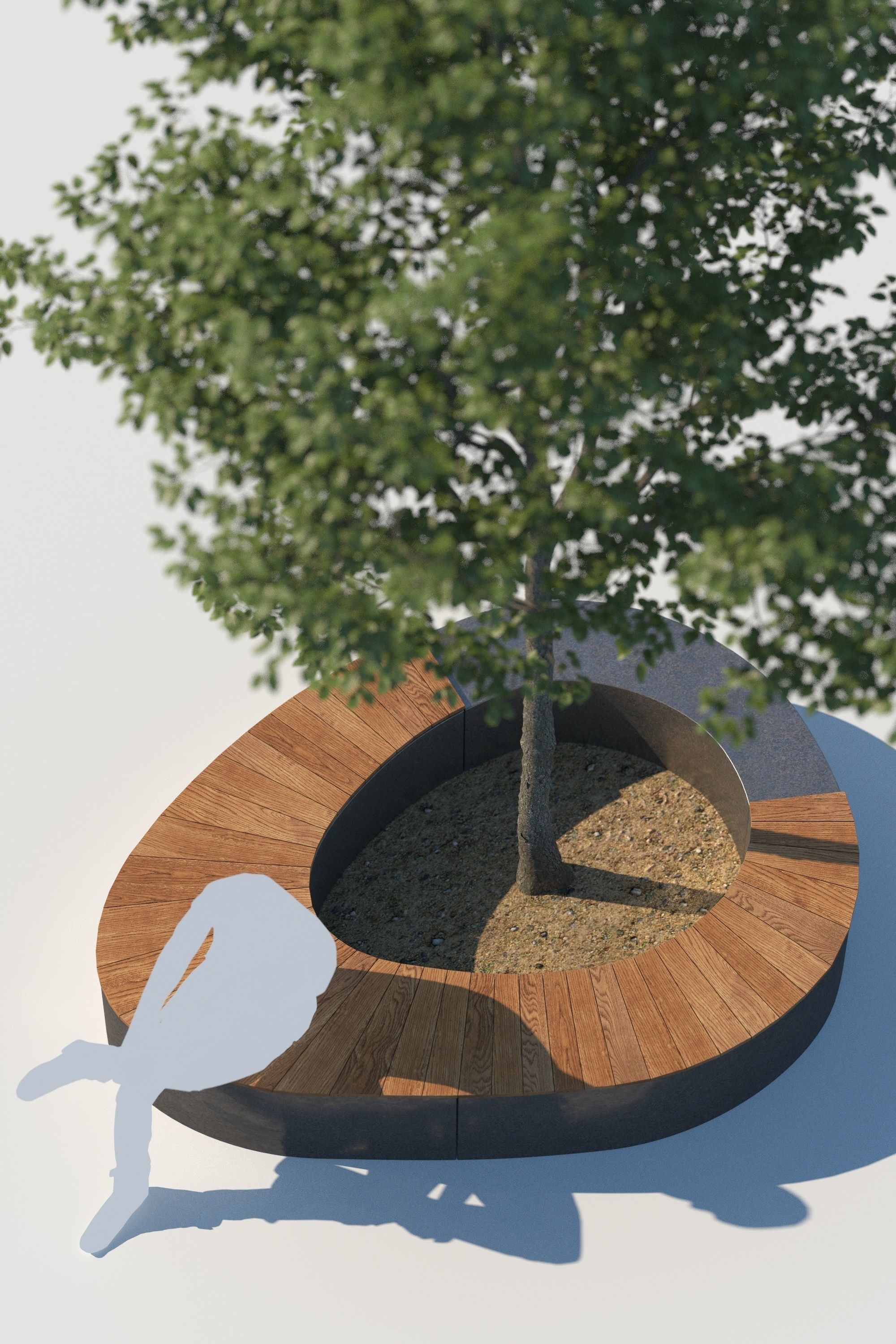 street bench and tree wind animation 3D model_3