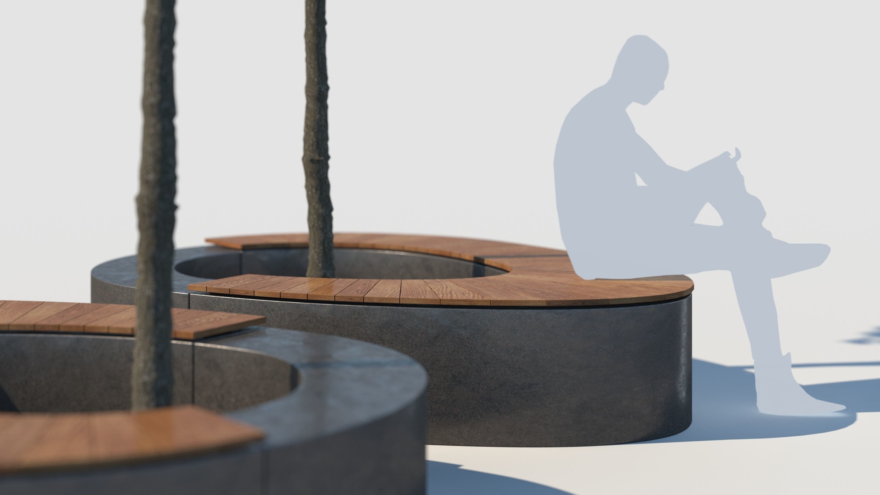 street bench and tree wind animation 3D model_6